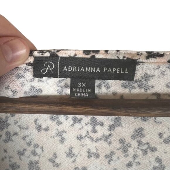 Adrianna Papell Womens Pullover Abstract Floral Top Plus Size 3X Stretchy V Neck - Picture 6 of 11